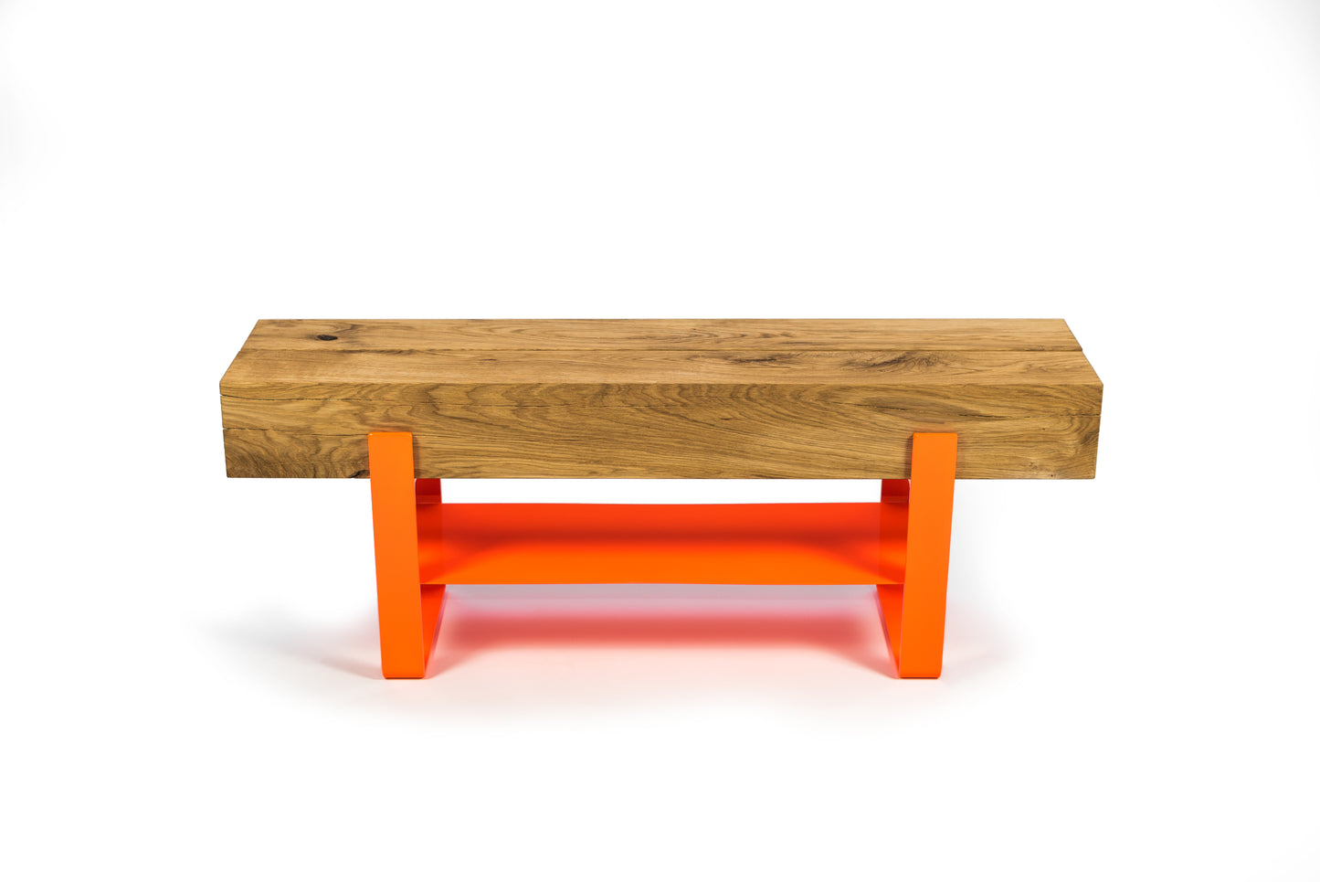 Orangene Sitzbank Bank Garderobe Schuhschrank Sideboard Eiche Eichenbalken