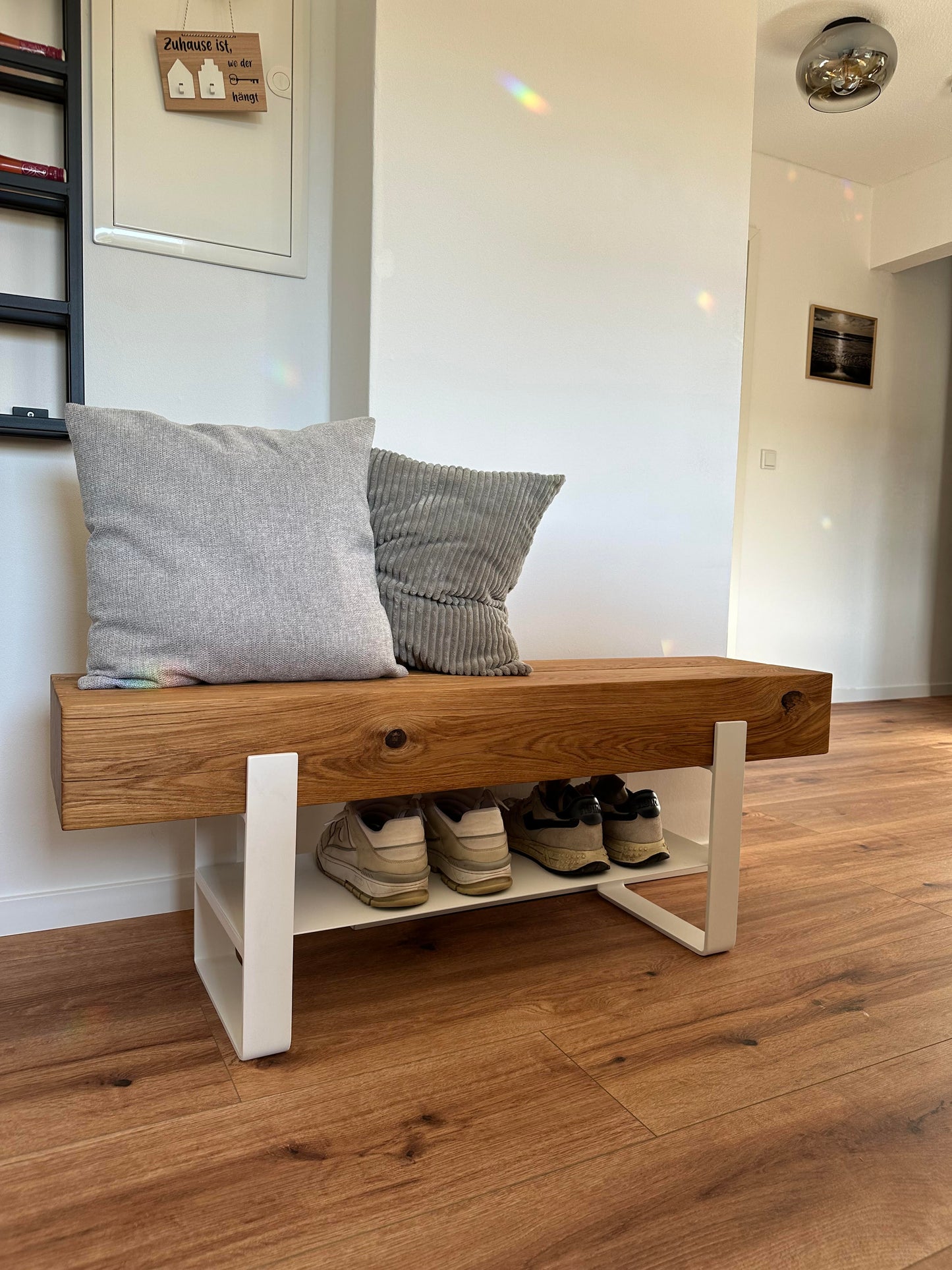 Sitzbank Bank Garderobe Schuhschrank Sideboard Eiche Eichenbalken