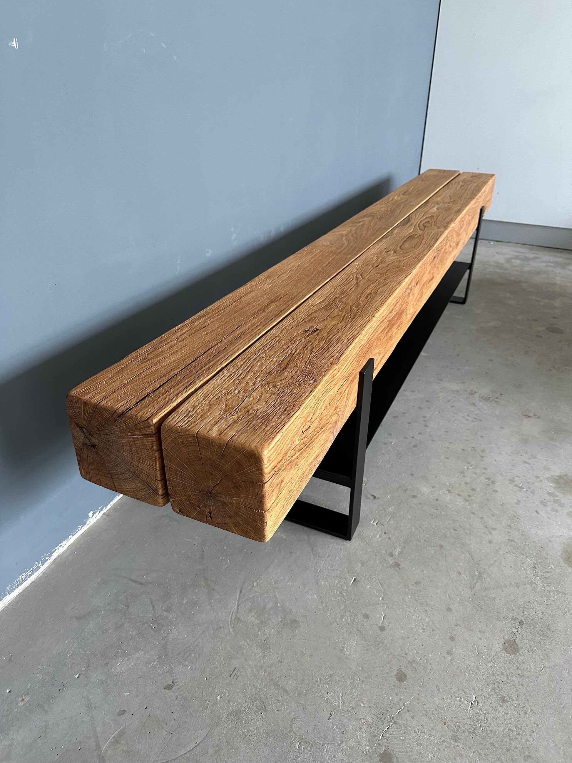 TV Lowboard Bank Sideboard Konsolentisch Couchtisch Eiche Eichenbalken Stahl Industriell Loft Echtholz