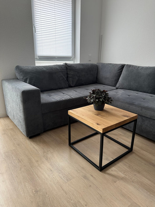 Couchtisch Cube Eichenholz Massivholz Stahl