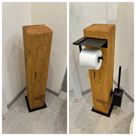 Eichenbalken Eichenstele Stele Deko Holzbalken Klopapierhalter Kerzenständer Vase