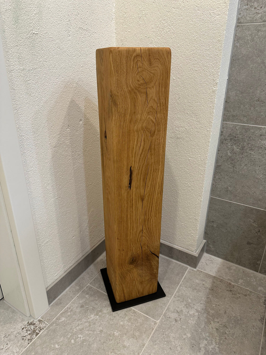 Eichenbalken Eichenstele Stele Deko Holzbalken Klopapierhalter Kerzenständer Vase