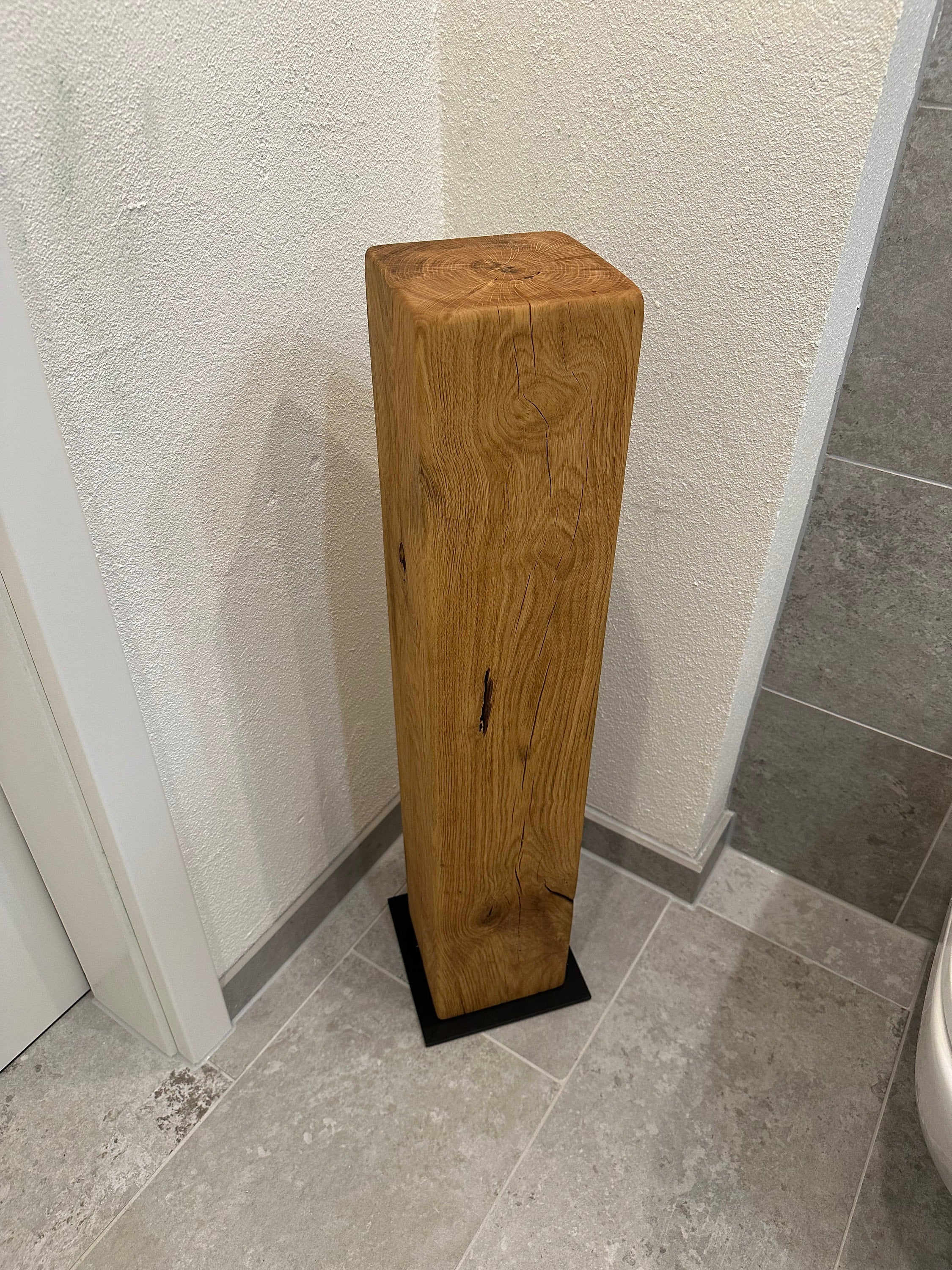 Eichenbalken Eichenstele Stele Deko Holzbalken Klopapierhalter Kerzenständer Vase