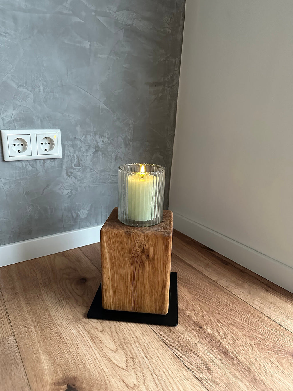 Eichenbalken Holzklotz Deko Holzbalken Kerzenständer Vase Eichenklotz