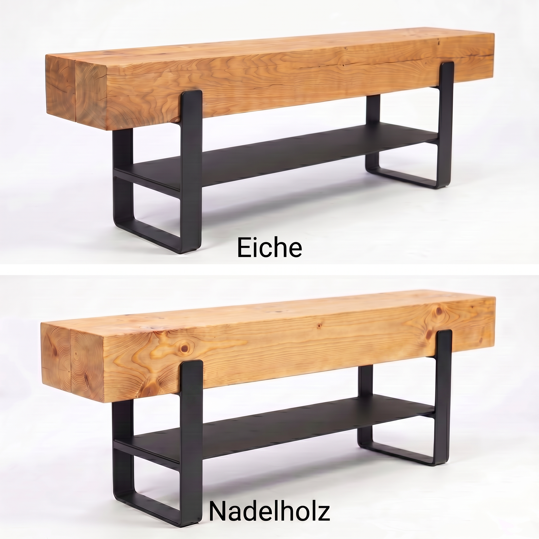 Sitzbank Bank Garderobe Schuhschrank Sideboard Eichenbalken Massivholzbalken