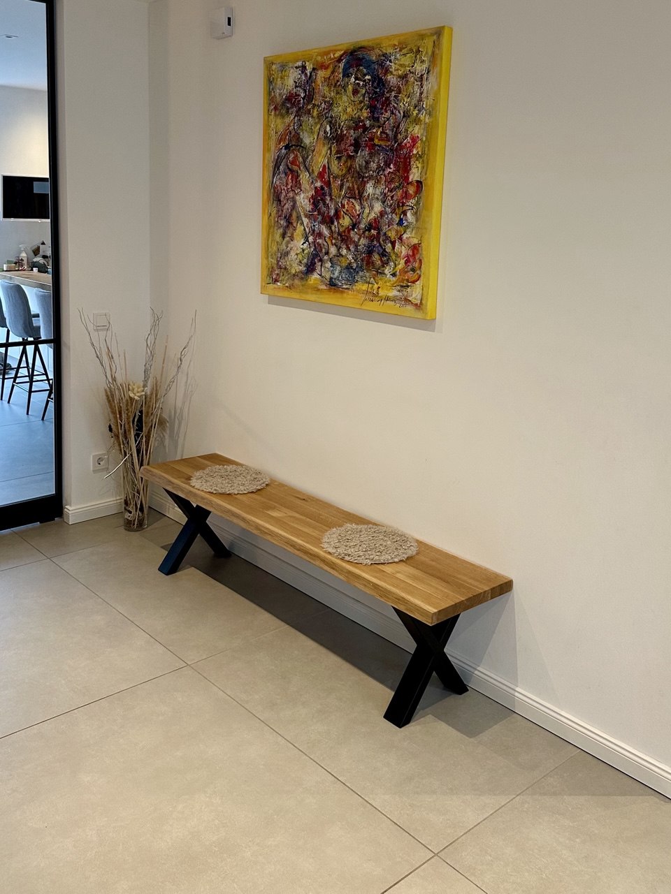 Sitzbank Eichenholz massiv geölt schwarz