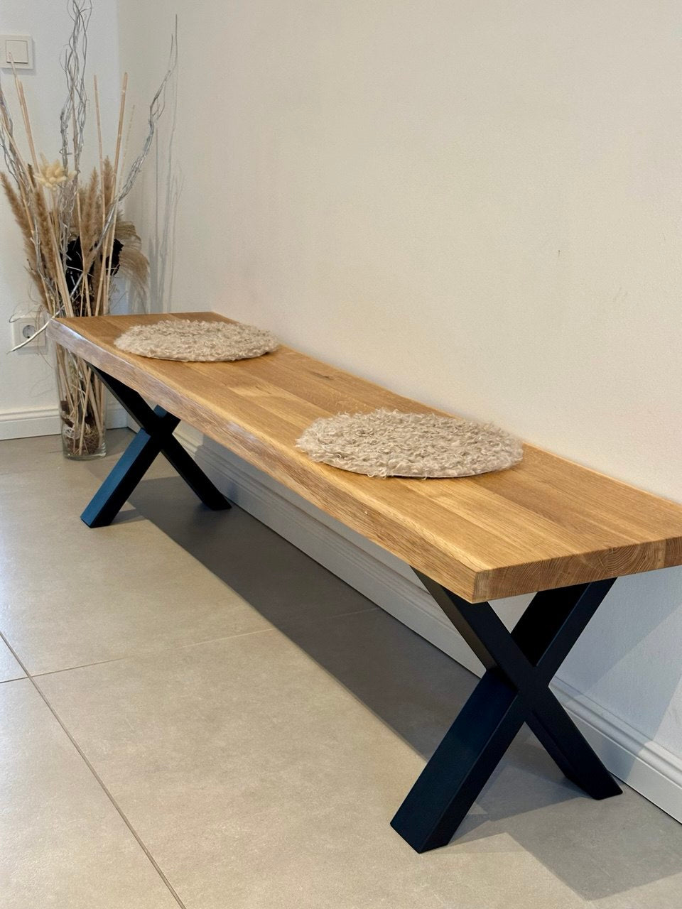 Sitzbank Eichenholz massiv geölt schwarz