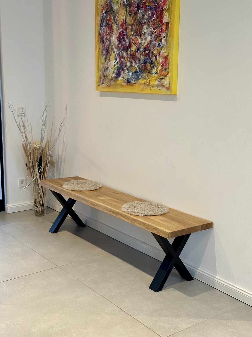 Sitzbank Eichenholz massiv geölt schwarz