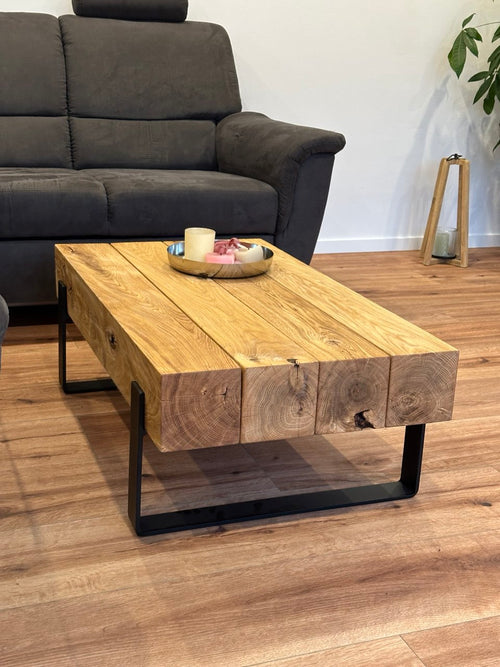 Couchtisch Beistelltisch Konsolentisch Eiche Eichenbalken Stahl