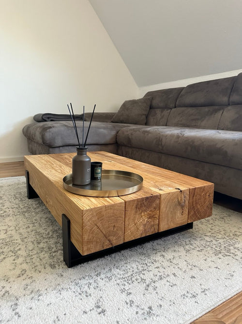 Couchtisch Beistelltisch Konsolentisch Eiche Eichenbalken Stahl