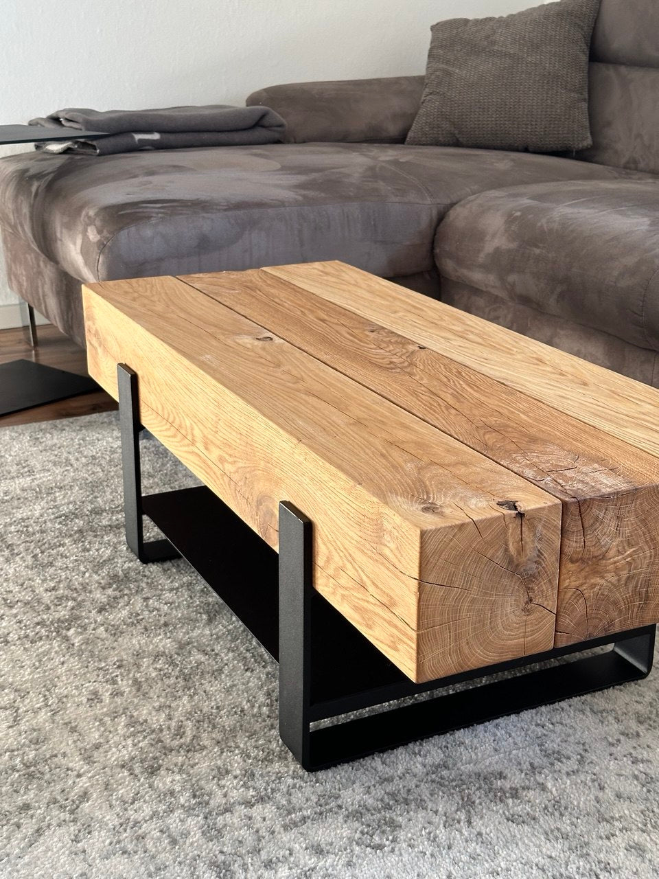 Couchtisch Beistelltisch Eiche Eichenbalken