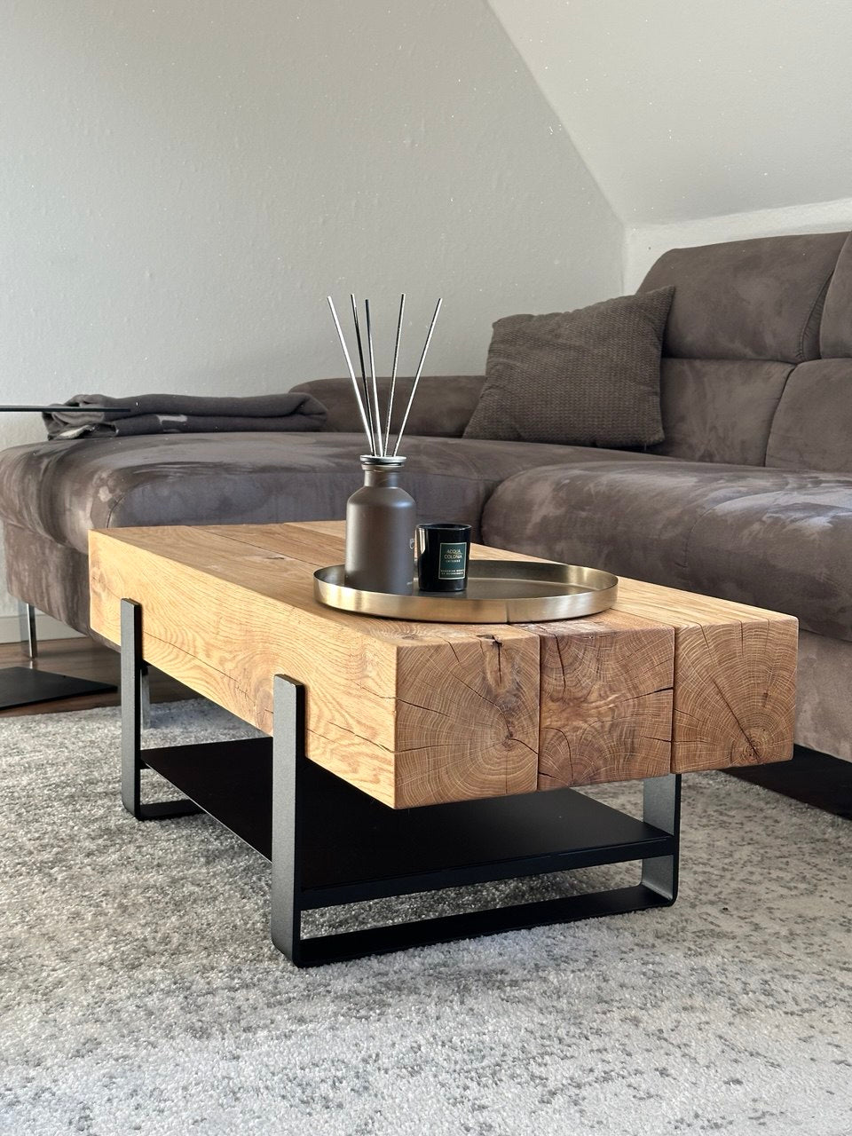 Couchtisch Beistelltisch Eiche Eichenbalken