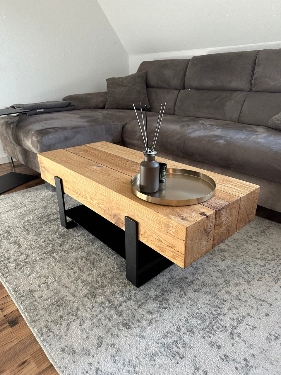 Couchtisch Beistelltisch Eiche Eichenbalken